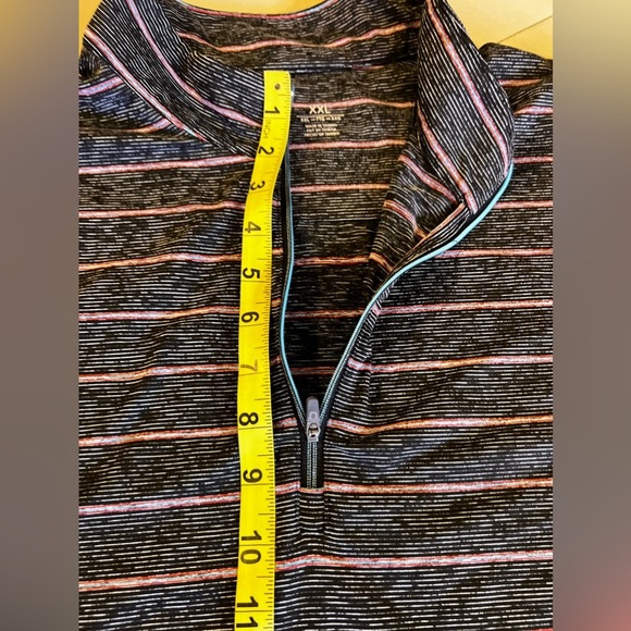 Mens Antigua Performance 1/2 Zip Size XXL “Logo” Top Color Charcoal Stripes - Picture 12 of 16